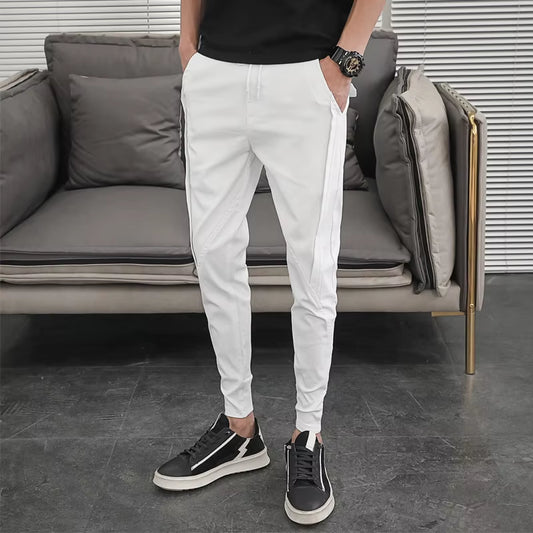 Men's Summer Cargo Pants - Slim Fit Casual Trousers by Korean Designer, Versatile Work Wear, Size 36