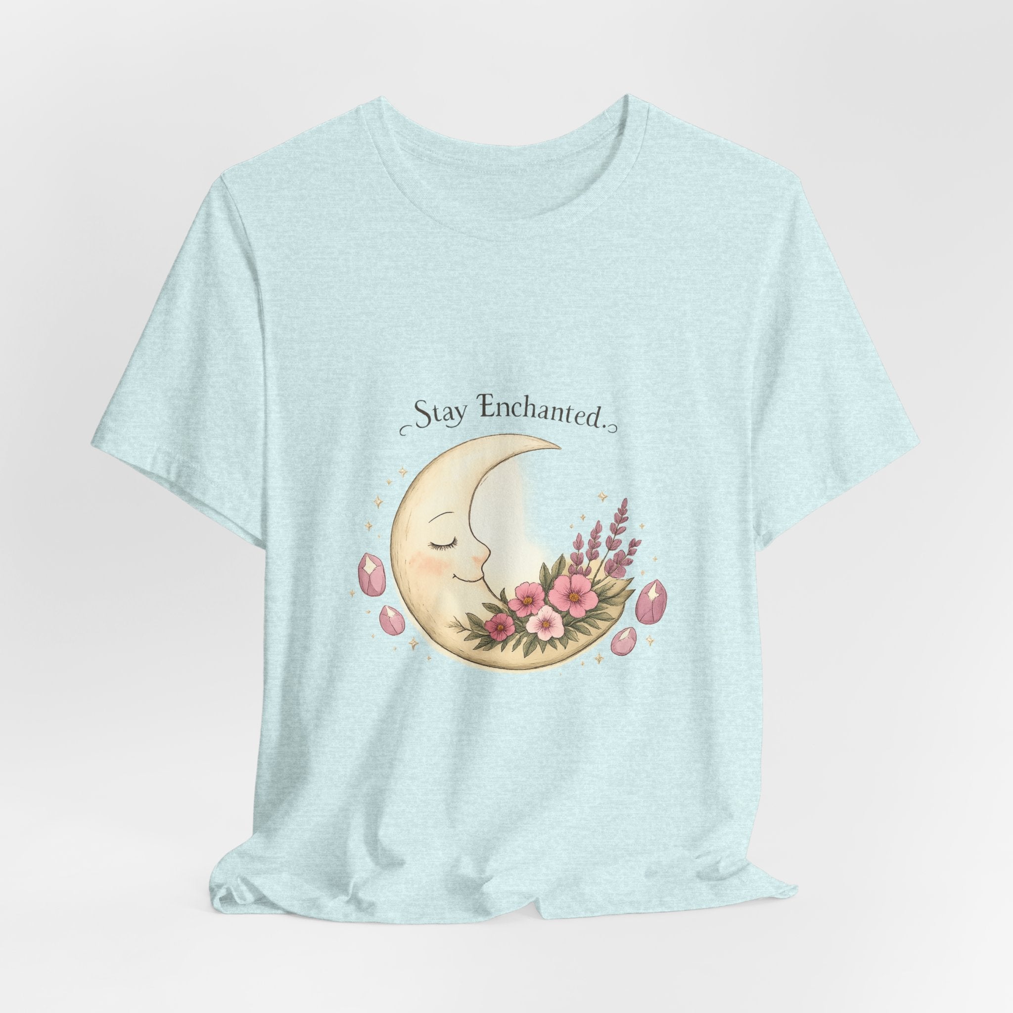 Women's Crescent Floral Moon Phase T-Shirt - Astrology & Spiritual - 28$