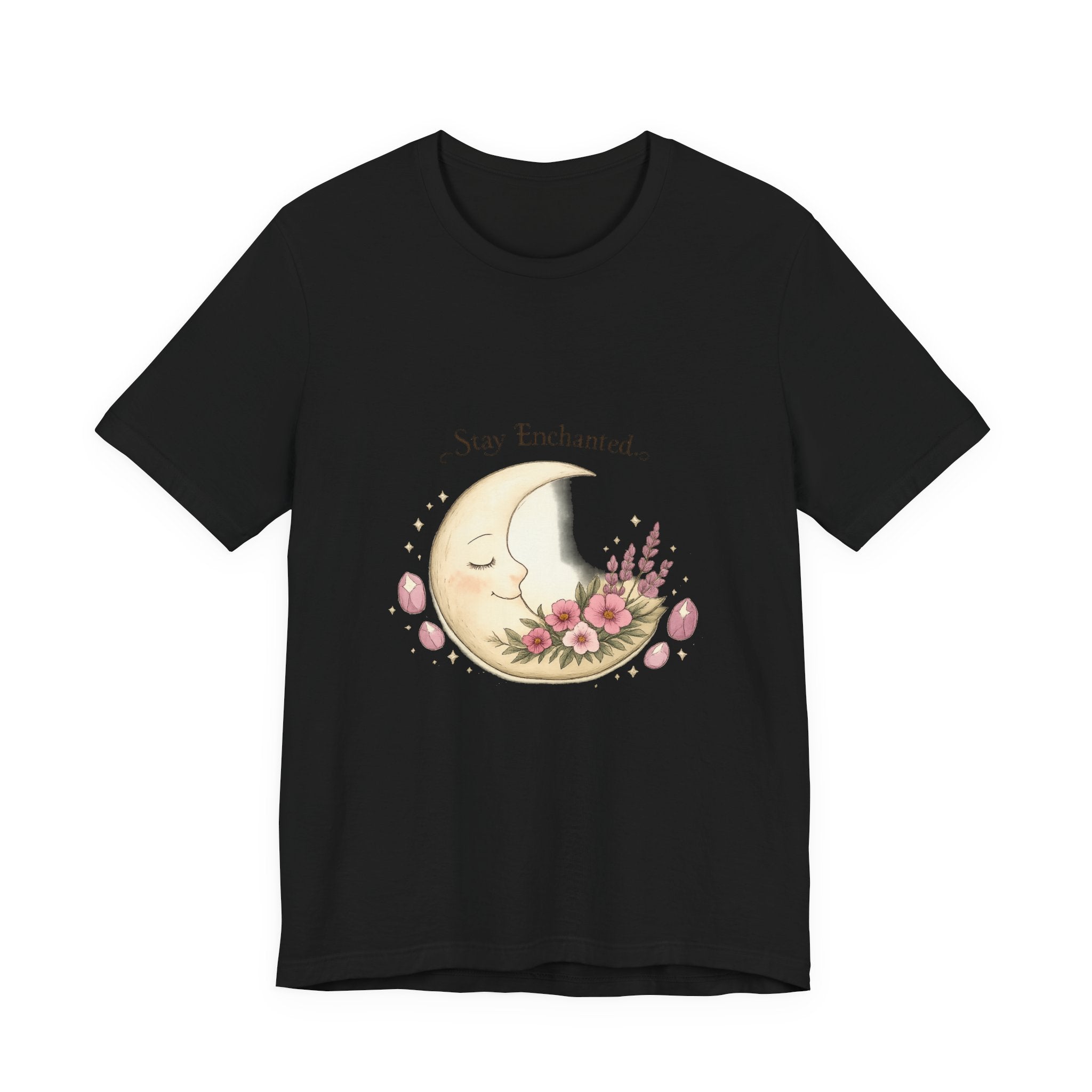 Women's Crescent Floral Moon Phase T-Shirt - Astrology & Spiritual - 28$