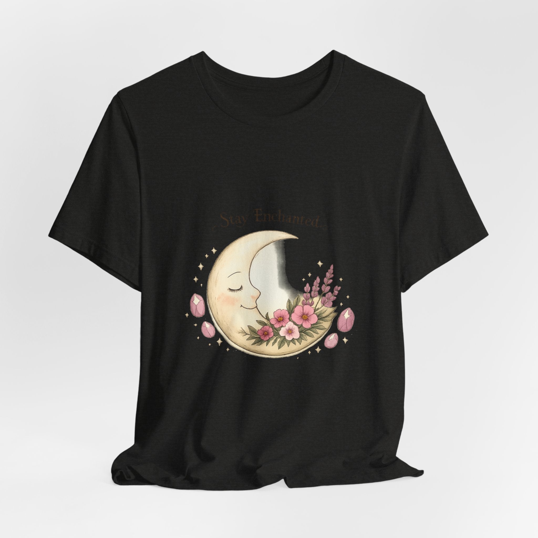 Women's Crescent Floral Moon Phase T-Shirt - Astrology & Spiritual - 28$