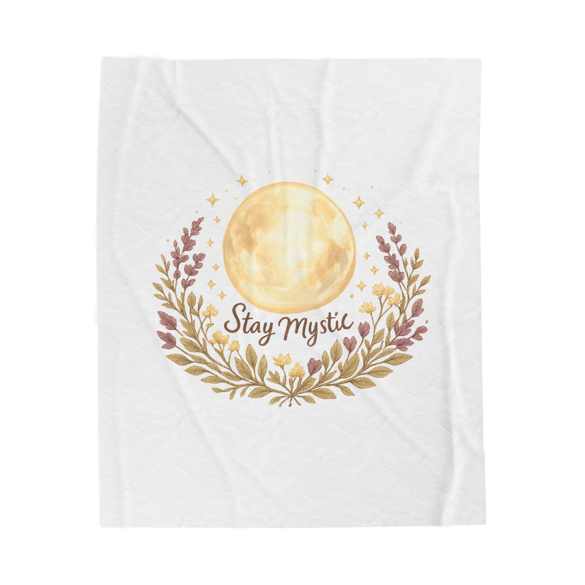 Moon Phase Floral Throw Blanket - Mystic Spiritual Home Decor