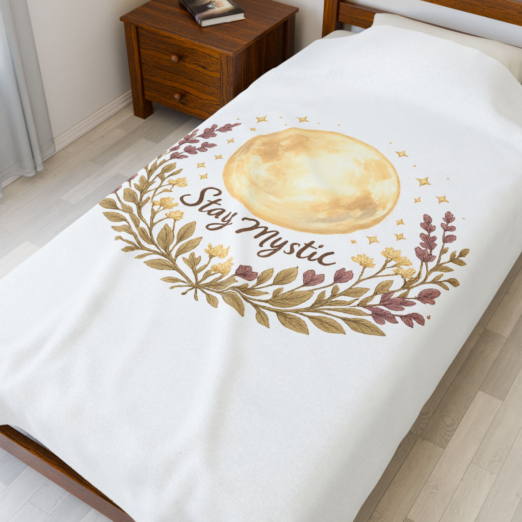 Moon Phase Floral Throw Blanket - Mystic Spiritual Home Decor